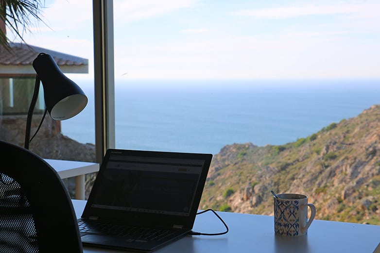 cowork desk with seaview